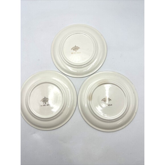 Harker Pottery Co 22kt Gold/Green Antique Cars Dessert Set 3 Pieces SEE DESCRIPT - Picture 8 of 10